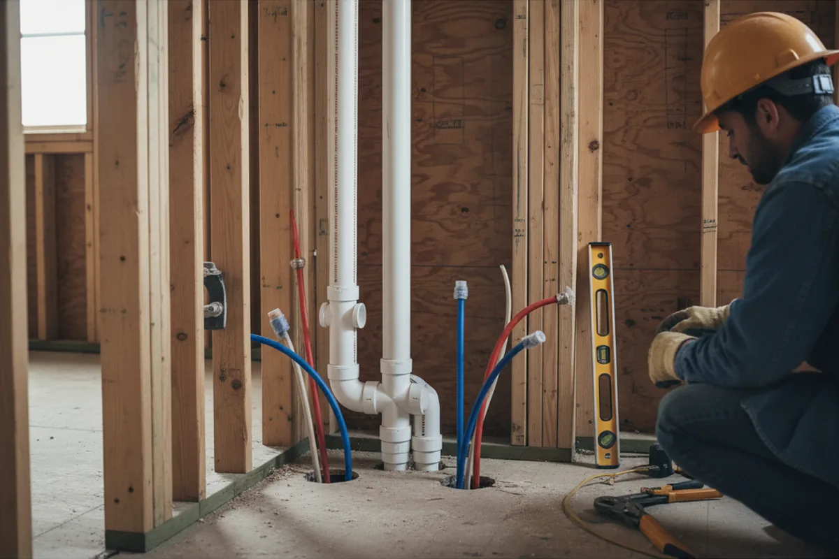 Drain and supply rough-in during Drain Cleaning in Marlin